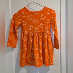 Cat & Jack Orange Pumpkin Print Kids Casual Dress